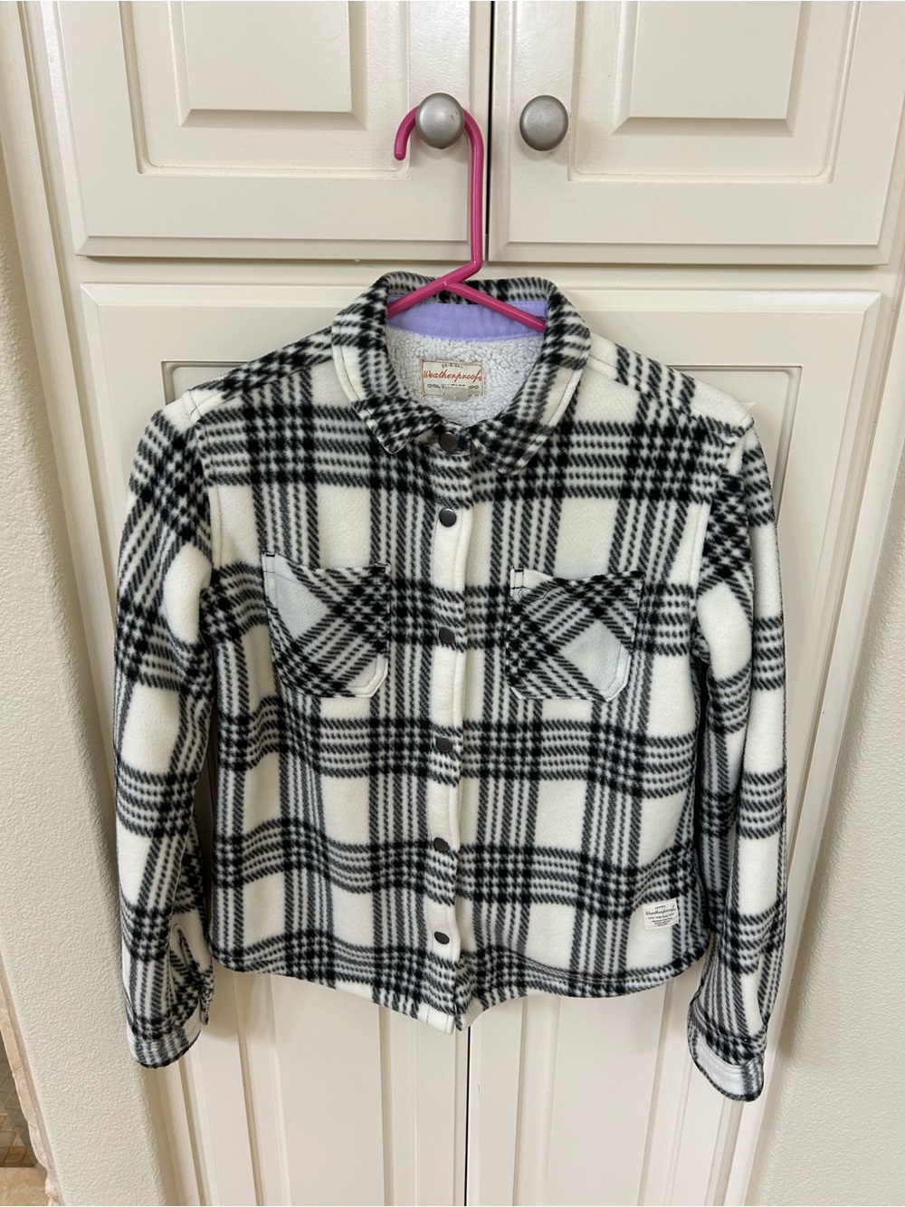 Weatherproof Black & White Plaid Kids Fleece Jacket